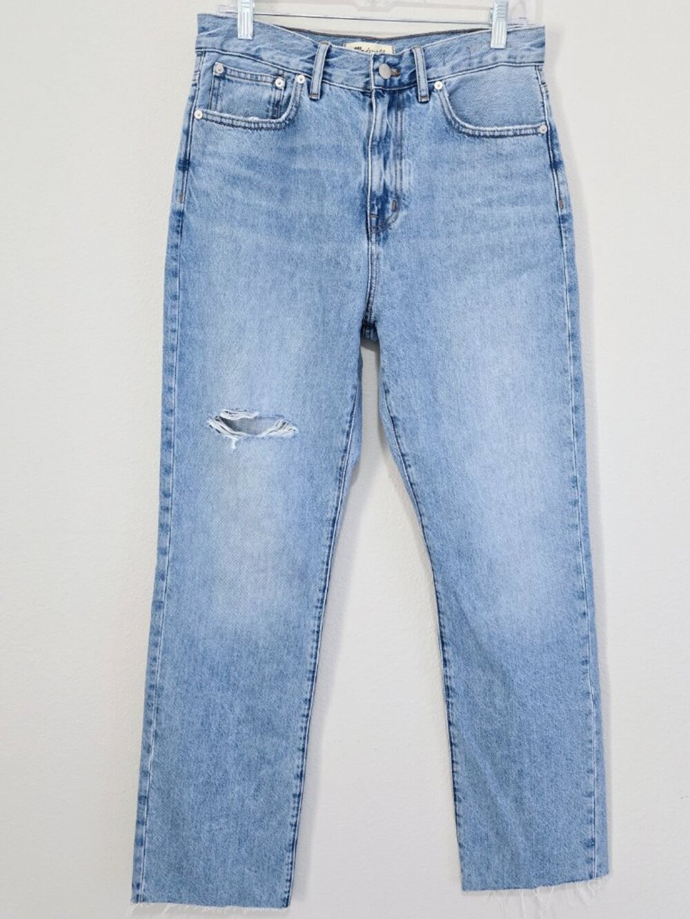 Madewell 90s Straight Jeans 28 Light Wash Distressed NWT